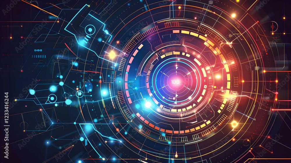 Abstract digital design featuring circular patterns and vibrant colors, symbolizing technology. Abstract digital design featuring circular patterns and vibrant colors, symbolizing technology.
