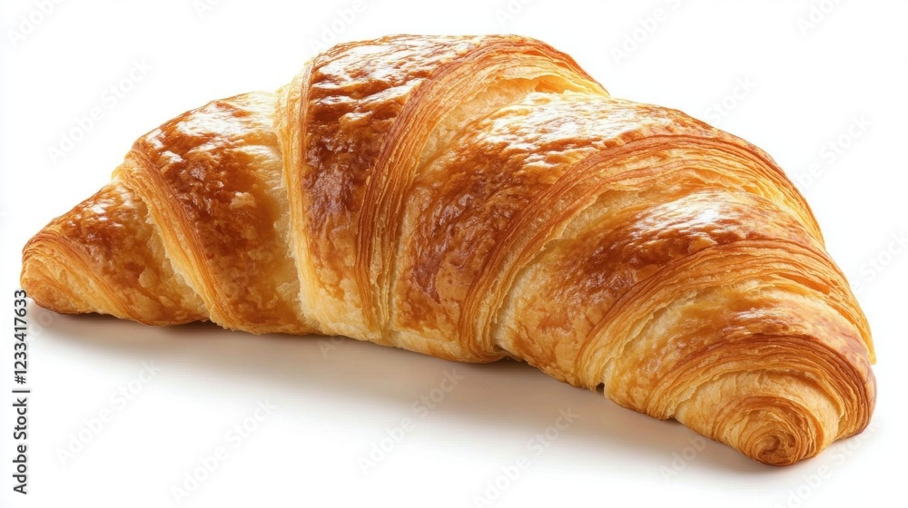 Freshly Baked Golden Brown Croissant Isolated on White Background Freshly Baked Golden Brown Croissant Isolated on White Background