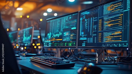 Cybersecurity Network Data Center Servers High Tech  Coding Software Development