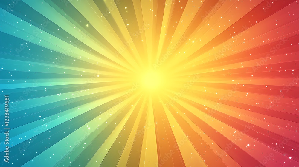 Obraz premium Abstract Sunburst Radiating Colorful Light Rays