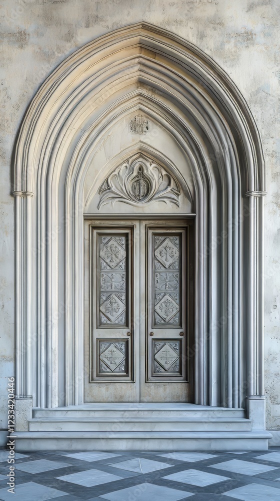 Ornate stone doorway with carved details Ornate stone doorway with carved details