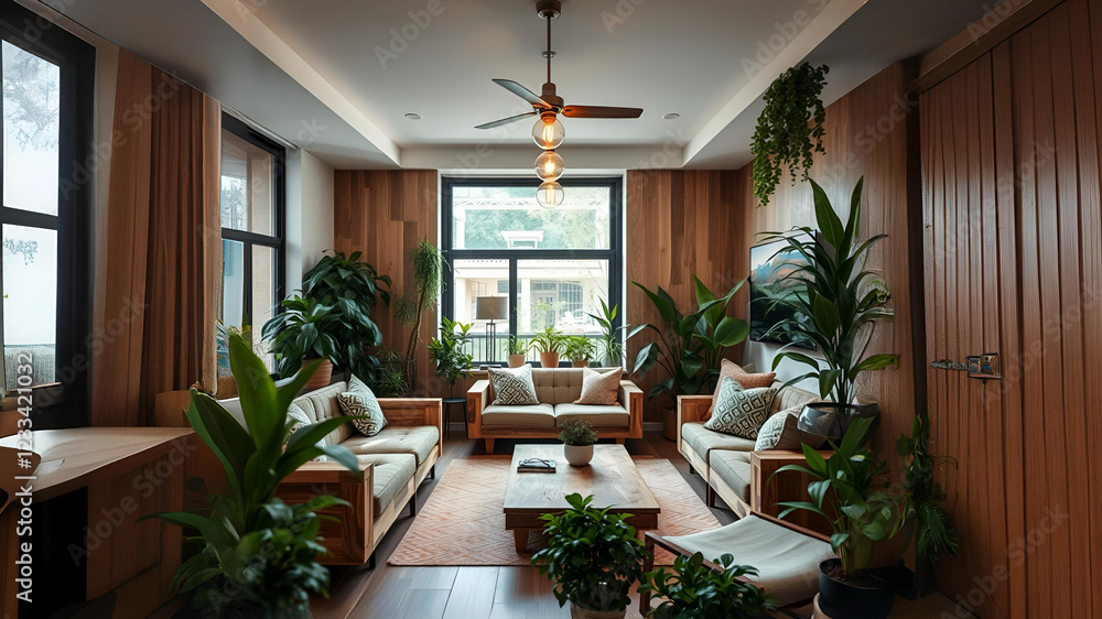 Fototapeta premium modern interior design with sustainable eco-friendly decor