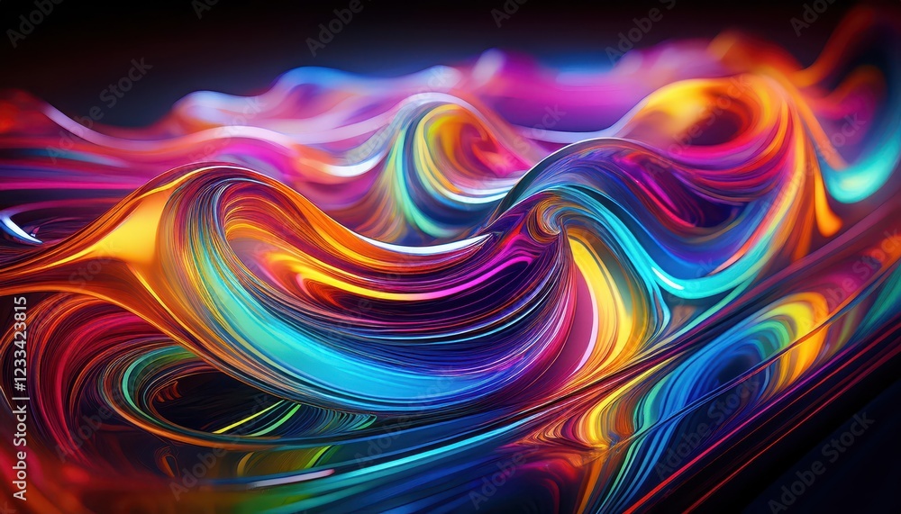 Vibrant Neon Swirls Hypnotic 3D Refractions of Psychedelic Colors through Glass, Captured in a Timeless Moment Vibrant Neon Swirls Hypnotic 3D Refractions of Psychedelic Colors through Glass, Captured in a Timeless Moment