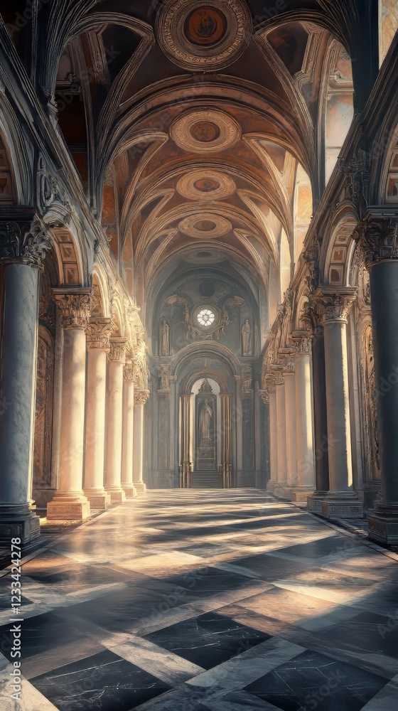 Fototapeta premium Sunlit classical hall interior