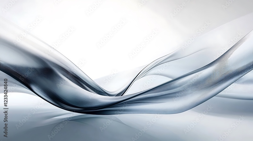 Naklejka premium Abstract Gray Waves Flowing Gently Across White Background