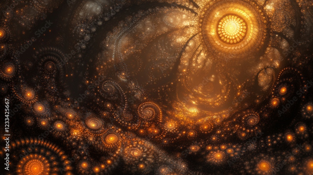 Golden Fractal Nebula Cosmic Spiral Dance of Light Golden Fractal Nebula Cosmic Spiral Dance of Light