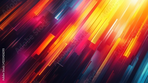 Abstract vibrant streaks, digital art, dark background, website header