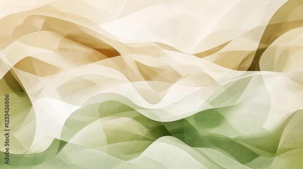 Abstract wavy fabric texture in beige, white, and green tones. Abstract wavy fabric texture in beige, white, and green tones.