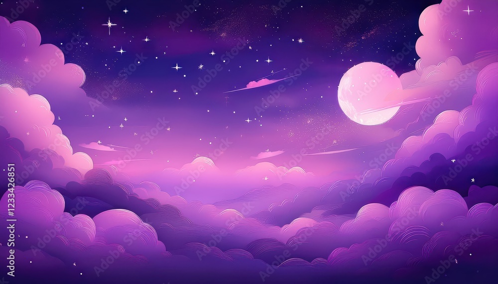 Enchanting Purple Gradient Moonlit Skyscape Filled with Drifting Clouds, Stars, and Mystical Hues, Perfect for a Mesmerizing Phone Wallpaper Enchanting Purple Gradient Moonlit Skyscape Filled with Drifting Clouds, Stars, and Mystical Hues, Perfect for a Mesmerizing Phone Wallpaper