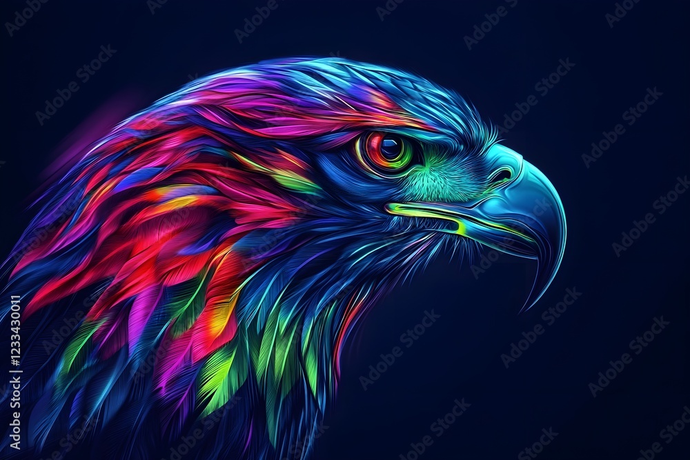 Obraz premium Abstract eagle face in side view with dark background