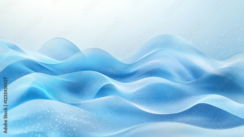 Obraz premium Abstract blue wave background, digital art, light sparkle, website design
