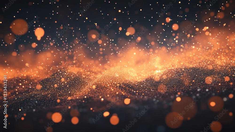 Fototapeta premium Glowing particles wave, dark background, abstract, digital art, website banner