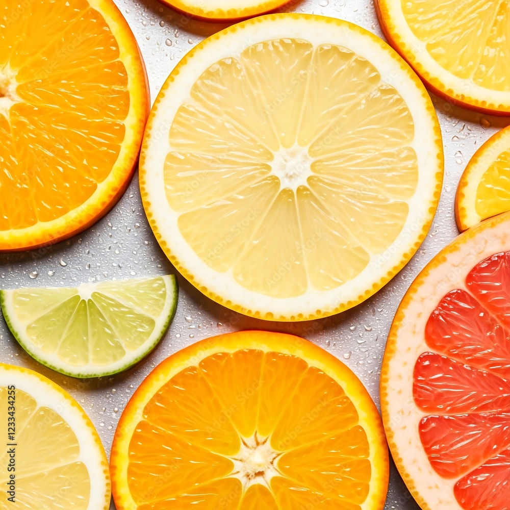 Fresh lemon slices pattern backgrond, close up Fresh lemon slices pattern backgrond, close up