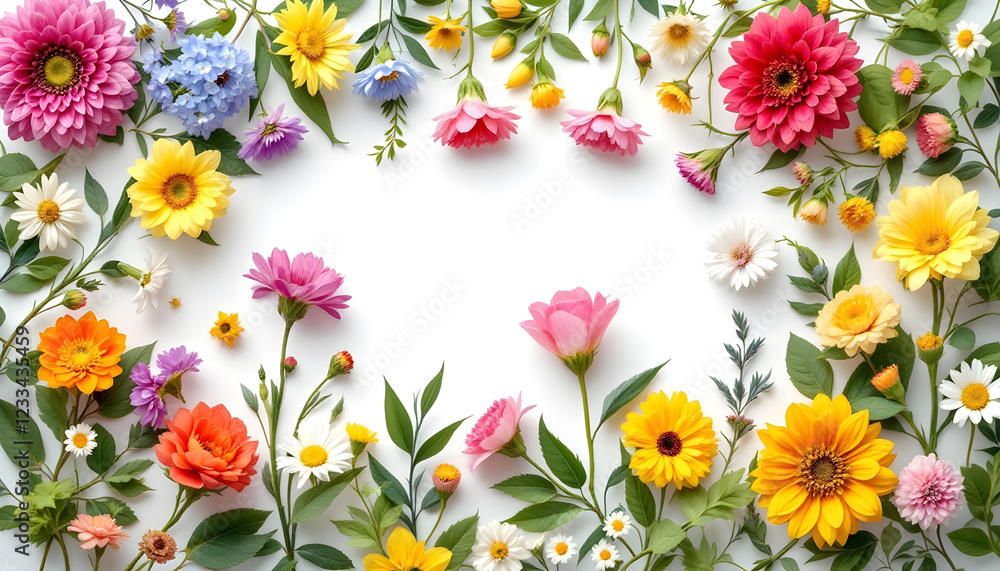 Set of different beautiful flowers on white background. Banner design Set of different beautiful flowers on white background. Banner design