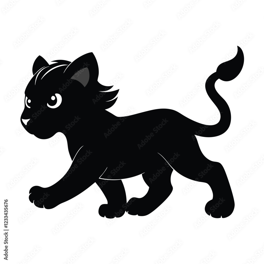 Obraz premium A tiny youthful black tiger racing