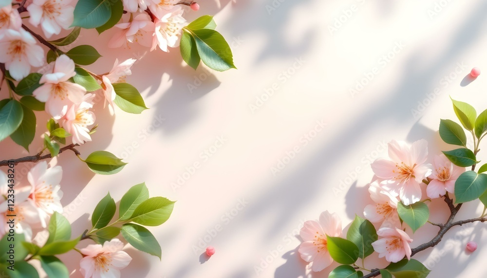 Obraz premium Delicate Cherry Blossom Frame Artistic Design Perfect for Celebrating Spring Festivals