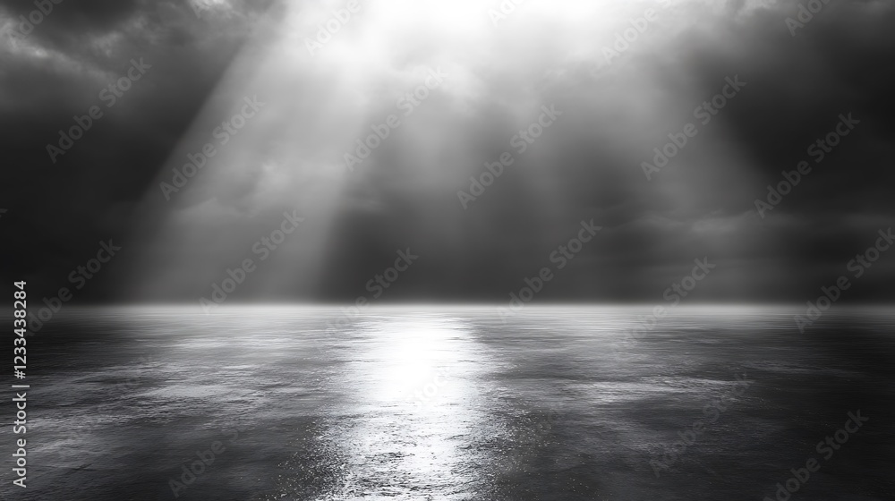 Light Beams Illuminate Dark Seascape Light Beams Illuminate Dark Seascape