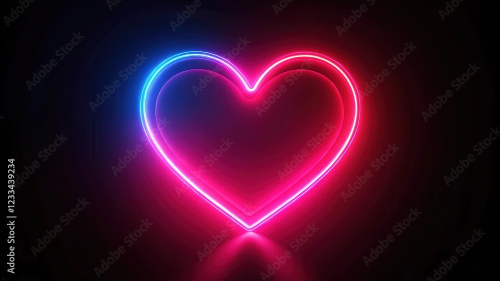 Neon heart light with pulsating effect on a dark background , light, glow, light, glow Neon heart light with pulsating effect on a dark background , light, glow, light, glow