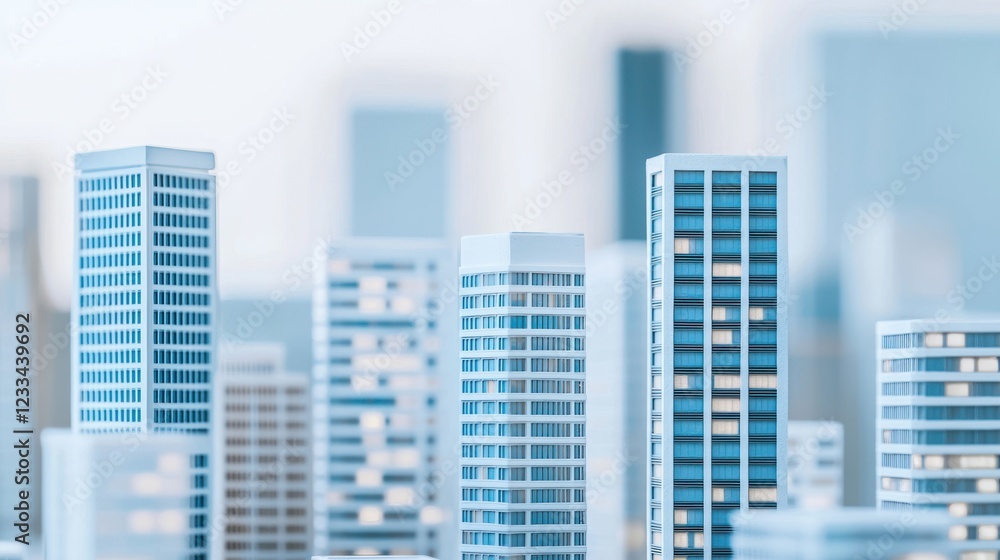 Modern City Skyline Model: Architectural Miniature Metropolis Modern City Skyline Model: Architectural Miniature Metropolis