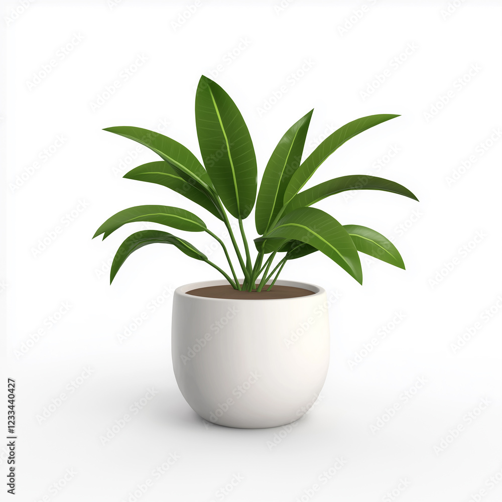 Green plant growing in white pot on white background Green plant growing in white pot on white background
