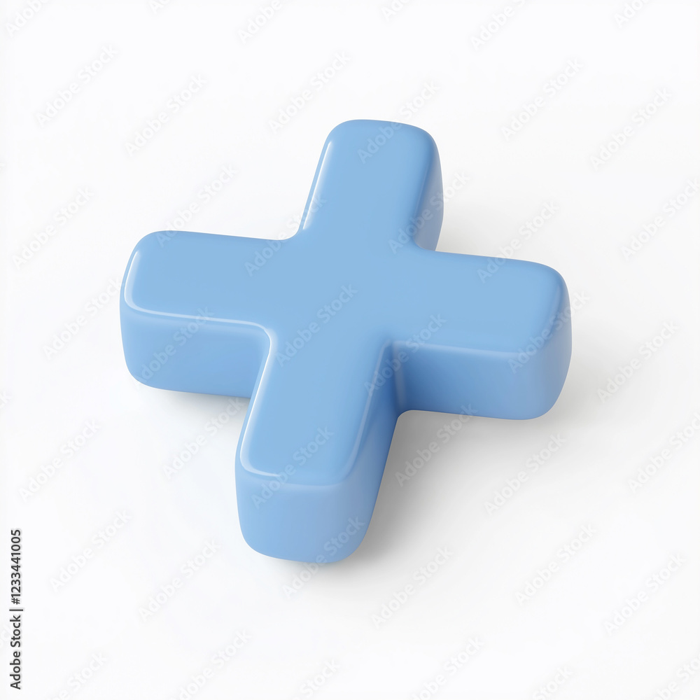 Light blue plus sign on white background representing addition Light blue plus sign on white background representing addition