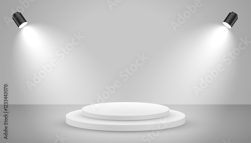 realistic podium platform background with glowing light effect