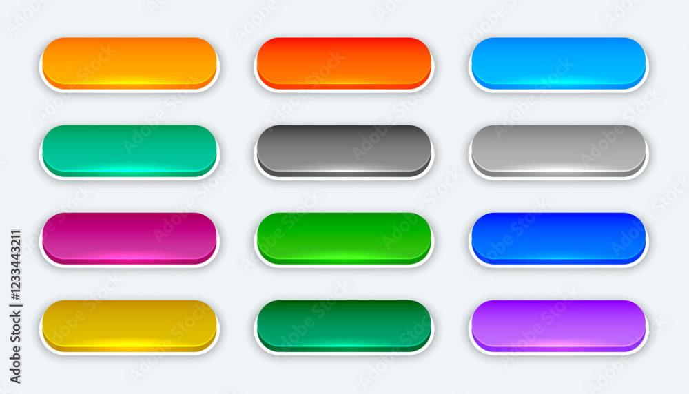 set of 3d empty rectangular web button sign design set of 3d empty rectangular web button sign design