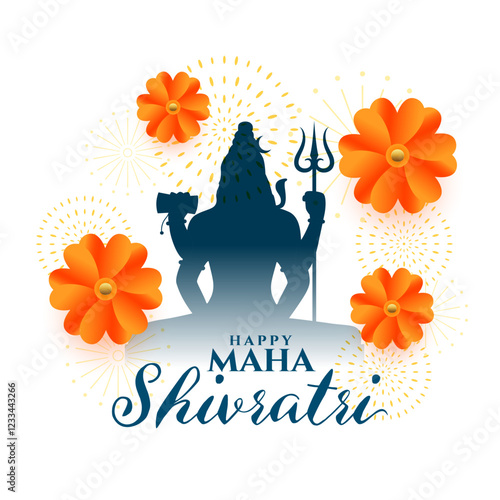 indian festive mahashivratri greeting card with flower design