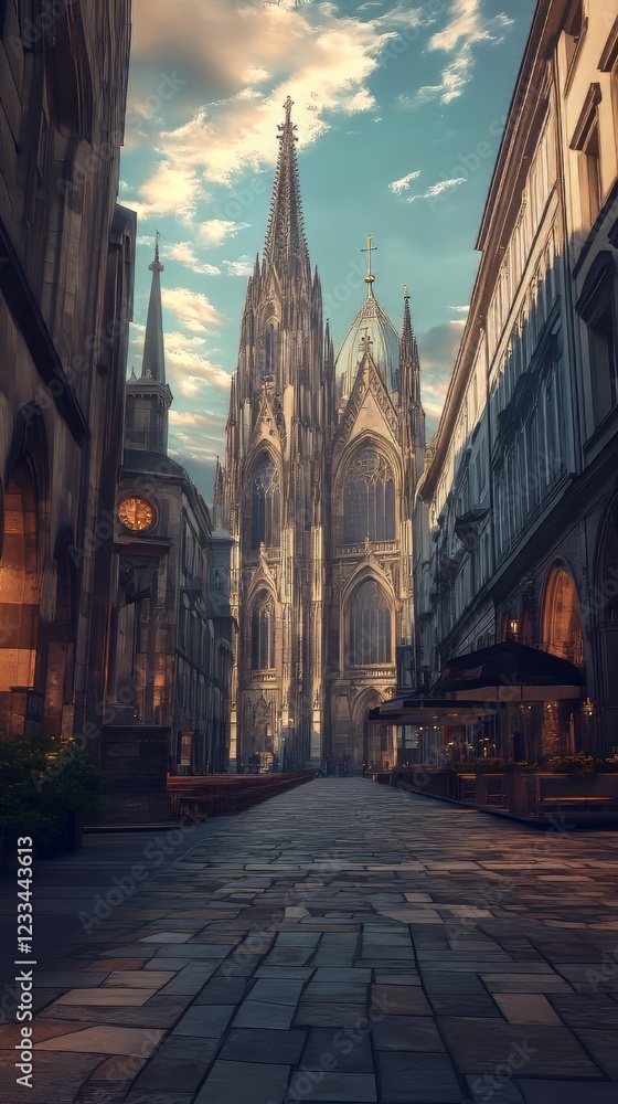 Gothic cathedral on a city street Gothic cathedral on a city street