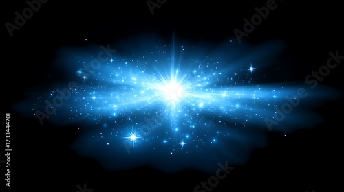 Wallpaper Mural Celestial Blue Light Burst with Sparkling Stars Torontodigital.ca