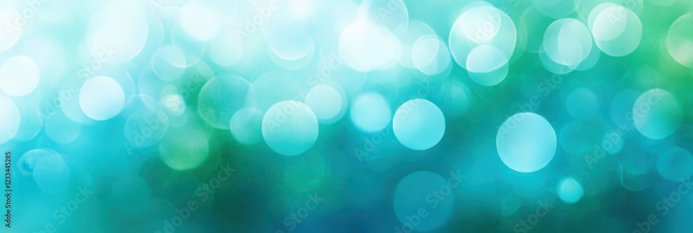 Fototapeta premium Bokeh lights, teal and gold, abstract background, festive atmosphere, blurred circles, glowing orbs, magical sparkles, ethereal glow, dreamy texture, soft focus, shimmering effect, holiday mood, depth