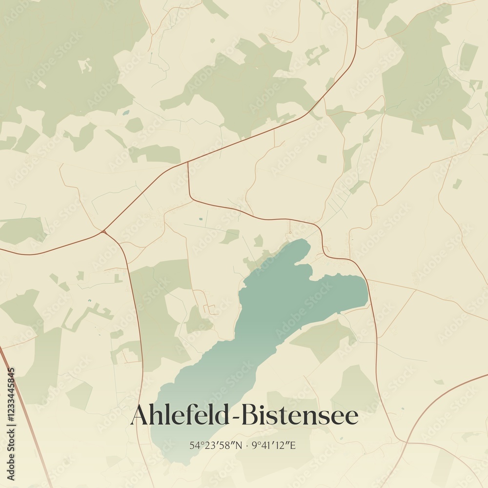 Obraz premium Vintage map of Ahlefeld-Bistensee, Germany.