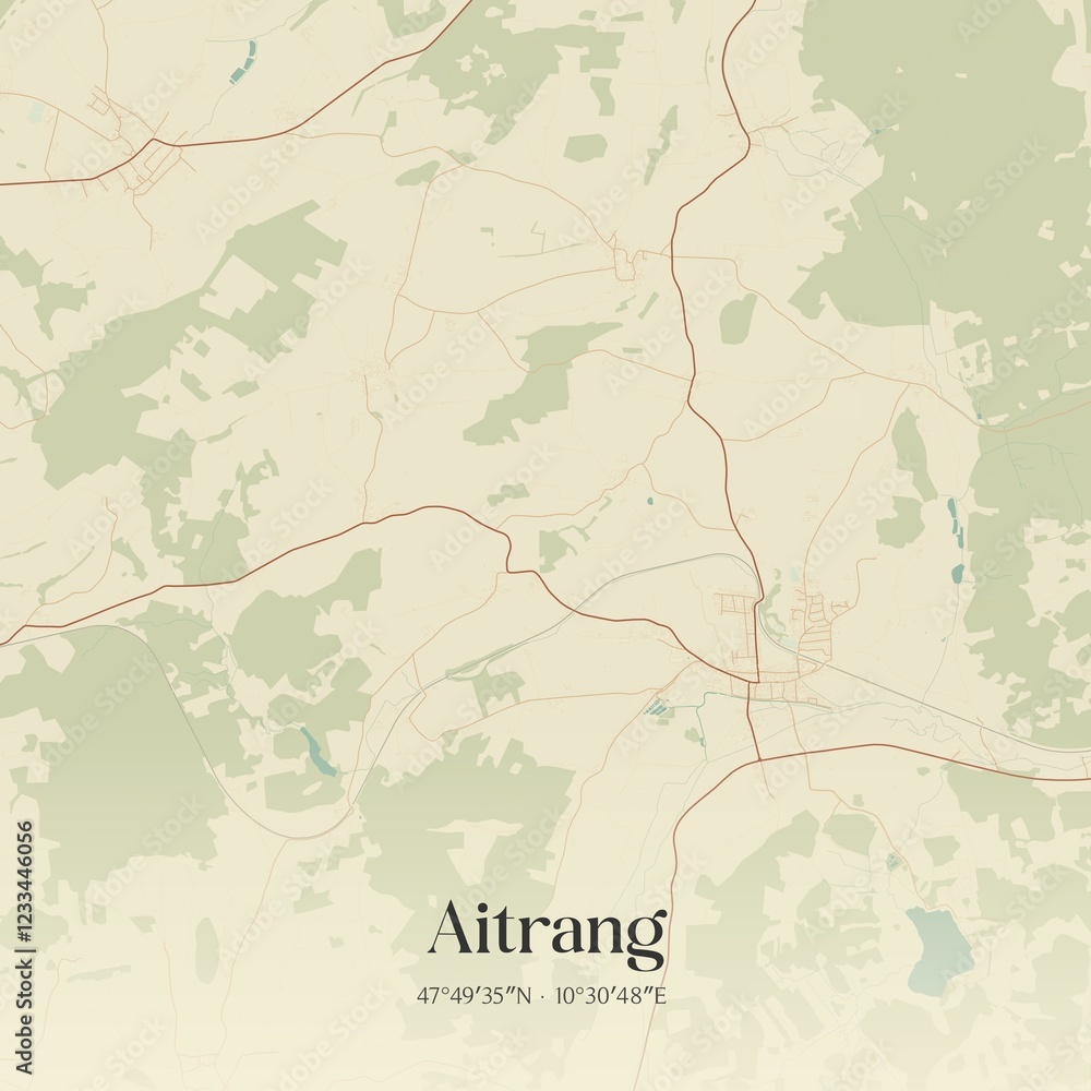 Fototapeta premium Vintage map of Aitrang, Germany.