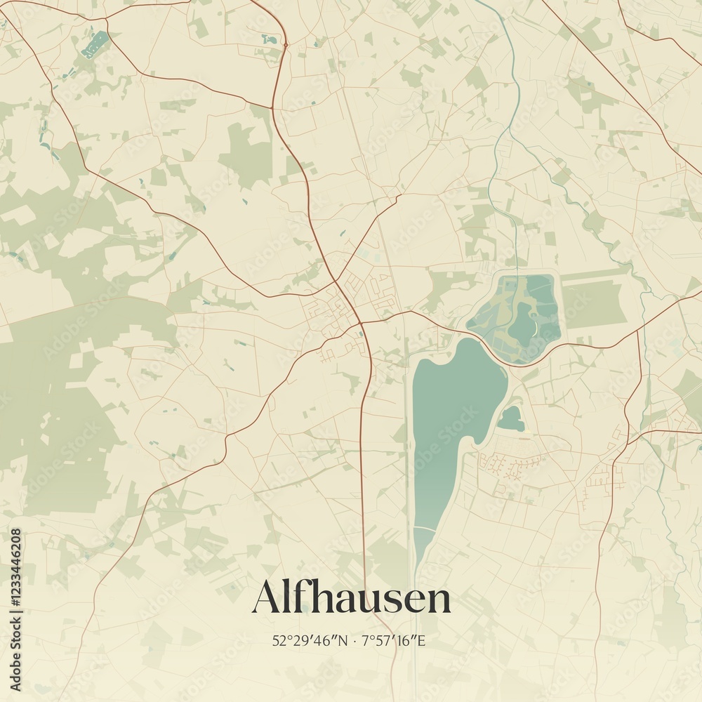 Fototapeta premium Vintage map of Alfhausen, Germany.