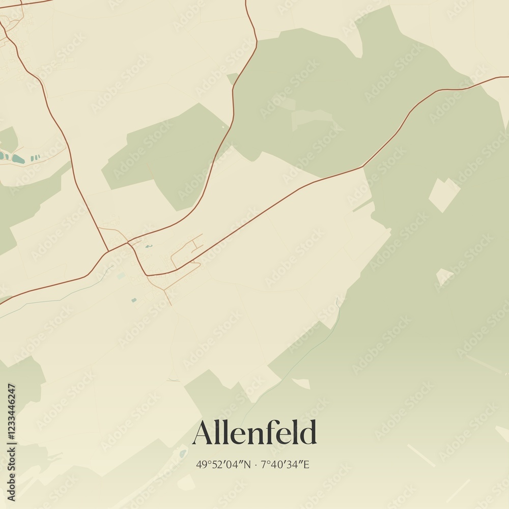 Fototapeta premium Vintage map of Allenfeld, Germany.