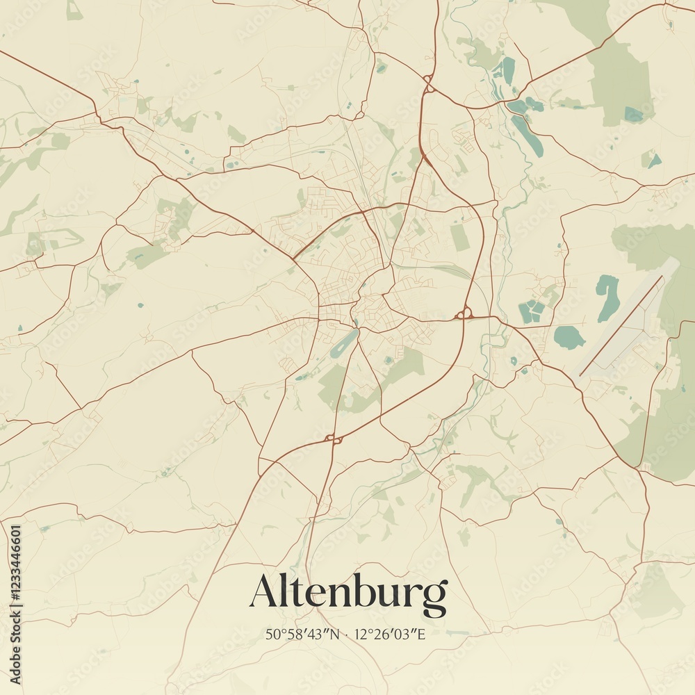 Fototapeta premium Vintage map of Altenburg, Germany.
