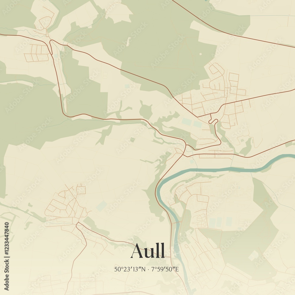 Fototapeta premium Vintage map of Aull, Germany.