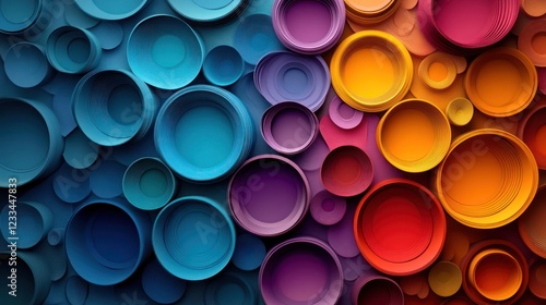 Colorful paper circles wall art background design