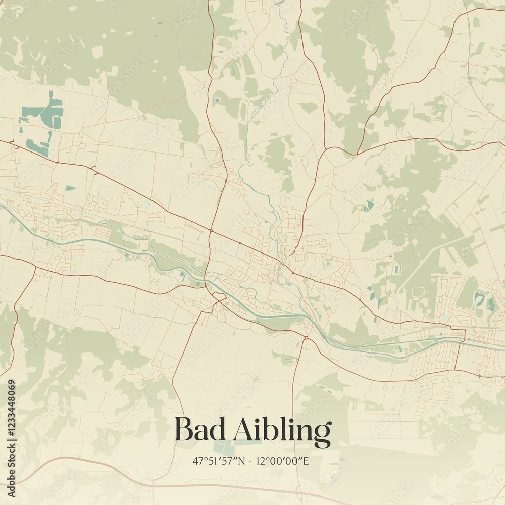 Fototapeta premium Vintage map of Bad Aibling, Germany.