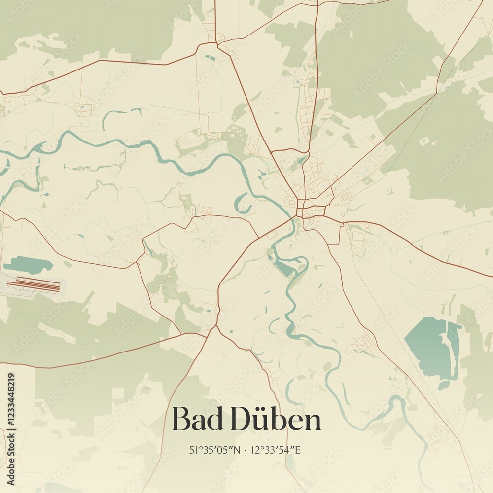 Fototapeta premium Vintage map of Bad Duben, Germany.