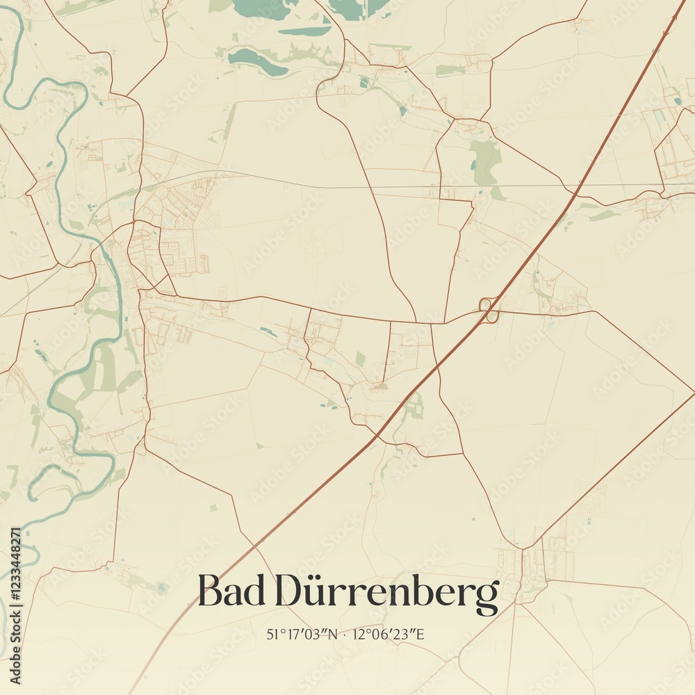 Obraz premium Vintage map of Bad Durrenberg, Germany.