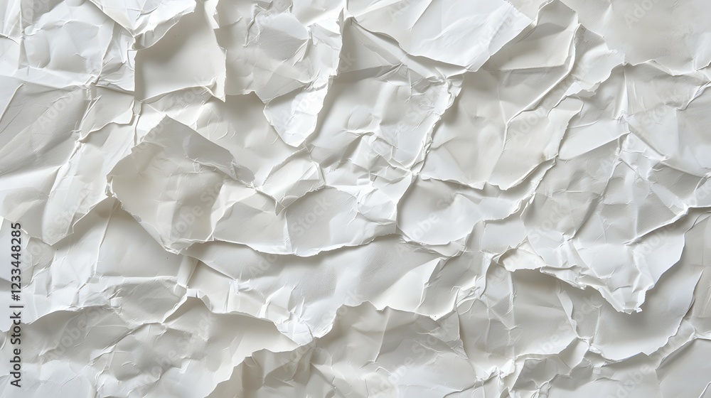 Obraz premium A close-up of crumpled white paper, showcasing texture and depth.