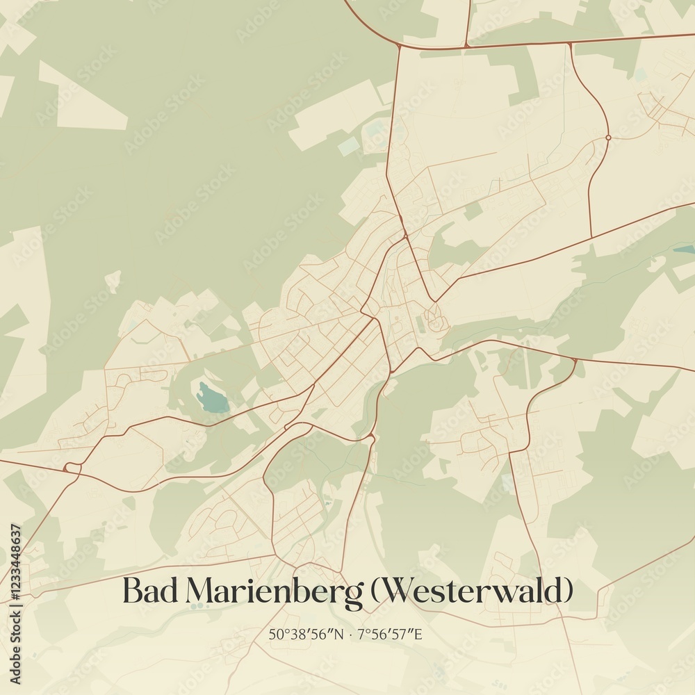Fototapeta premium Vintage map of Bad Marienberg (Westerwald), Germany.