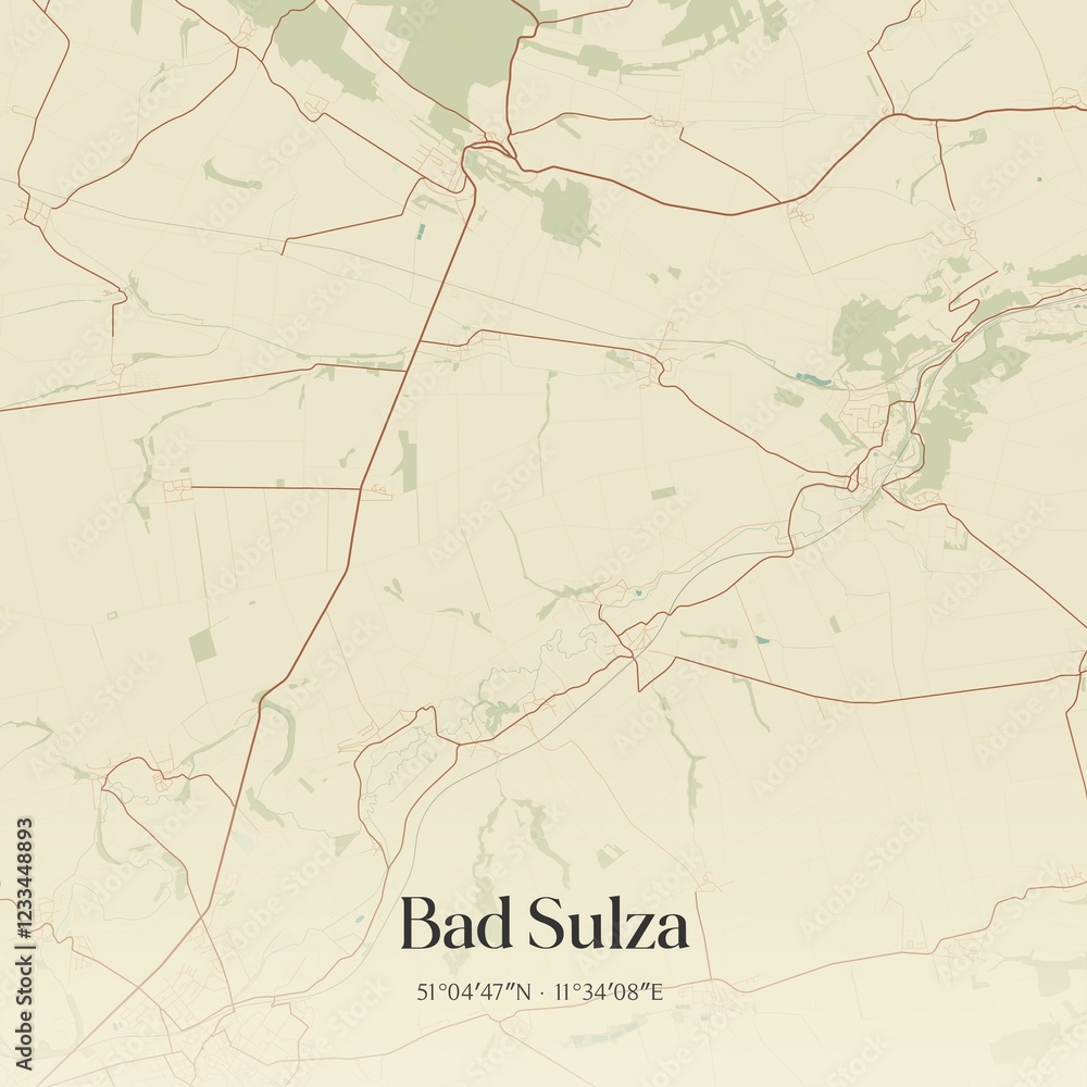 Obraz premium Vintage map of Bad Sulza, Germany.