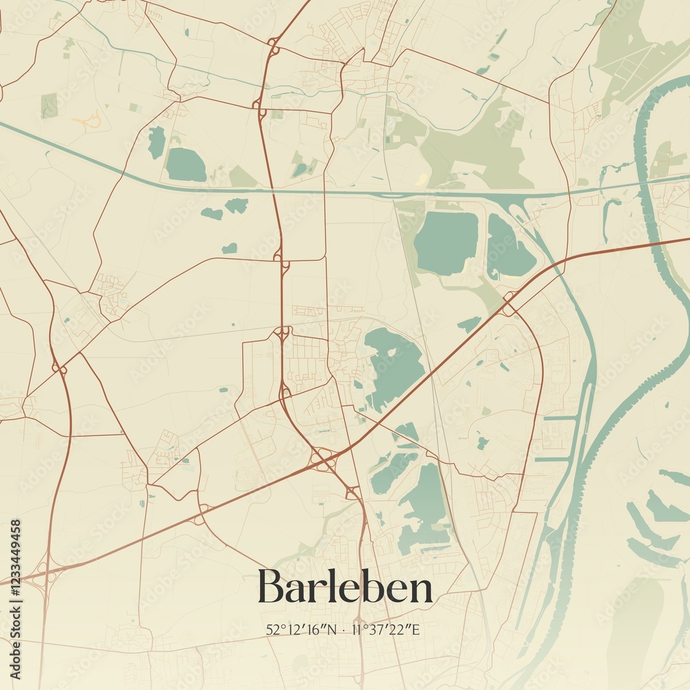 Obraz premium Vintage map of Barleben, Germany.
