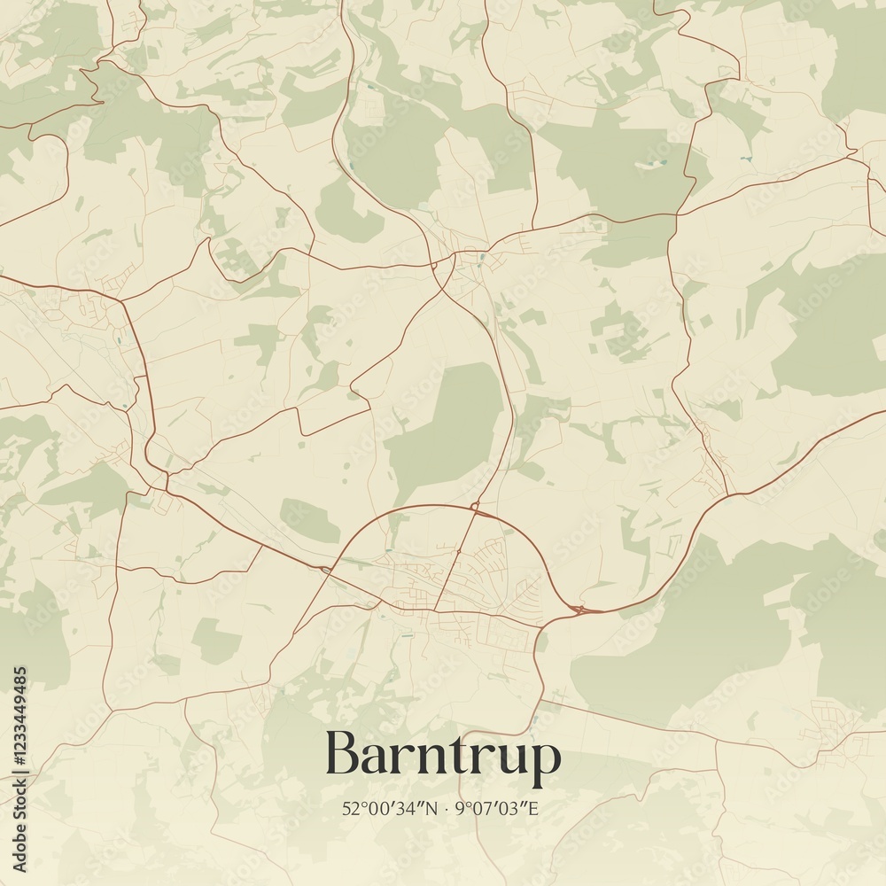 Fototapeta premium Vintage map of Barntrup, Germany.