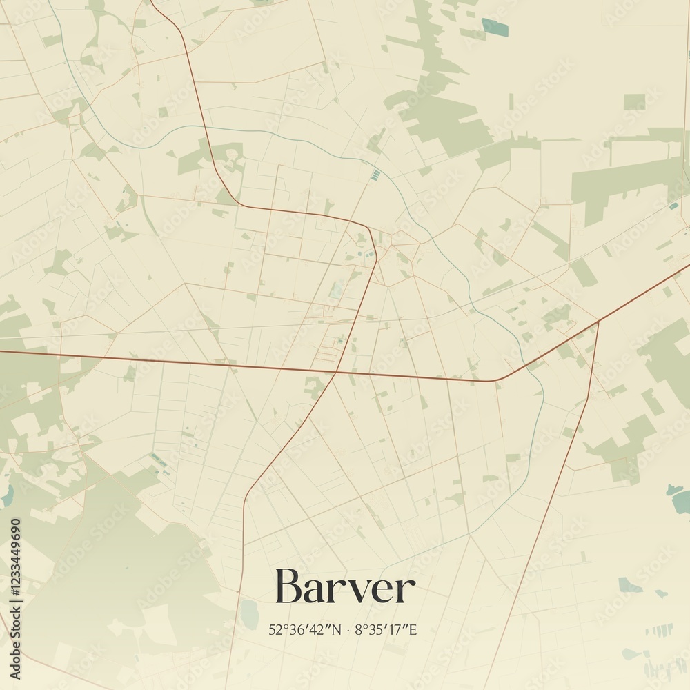 Naklejka premium Vintage map of Barver, Germany.