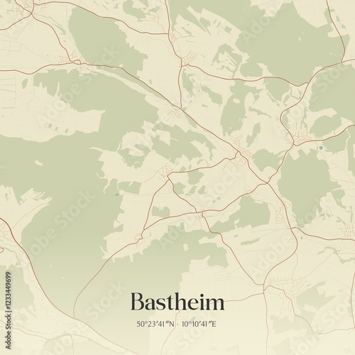 Vintage map of Bastheim, Germany.