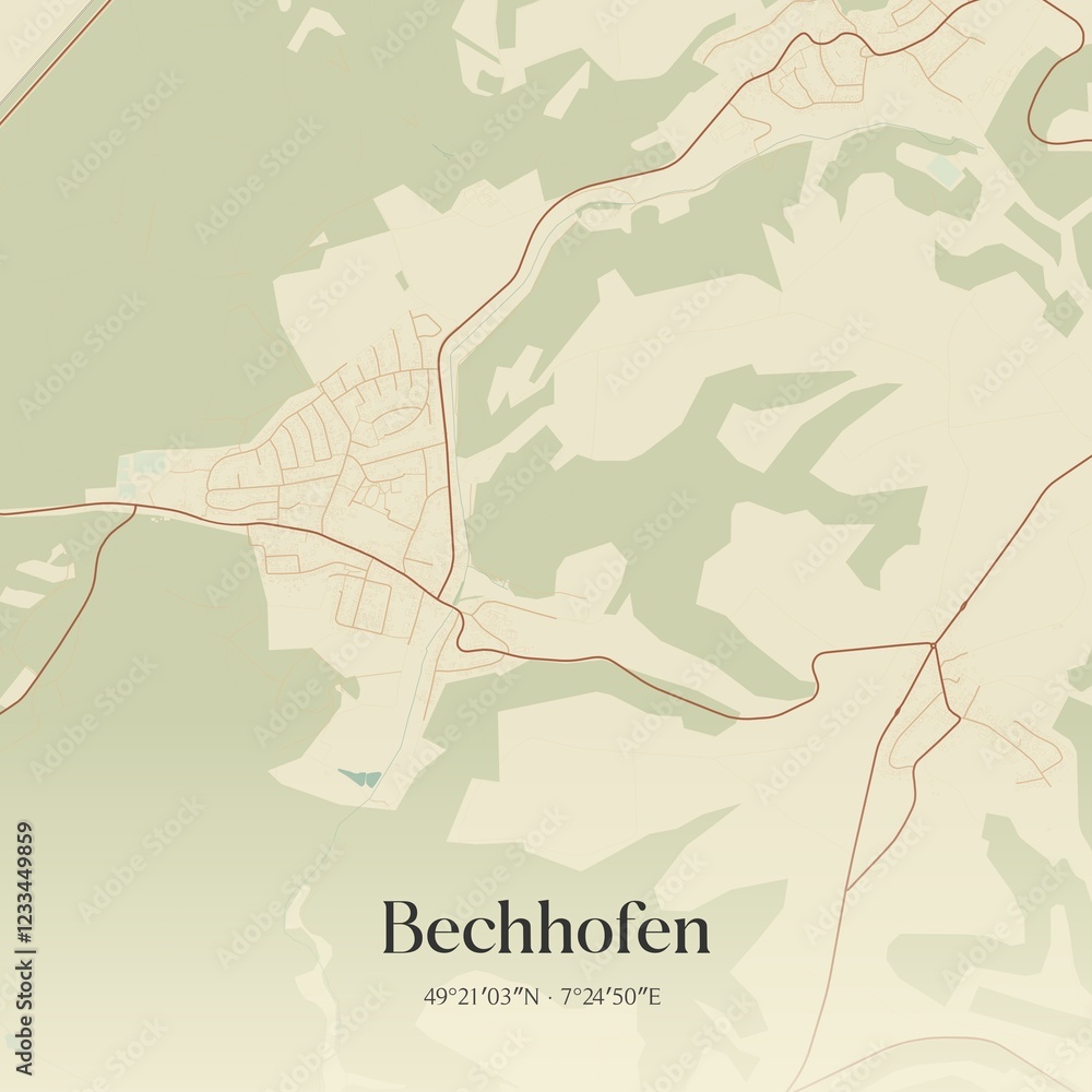 Obraz premium Vintage map of Bechhofen, Germany.