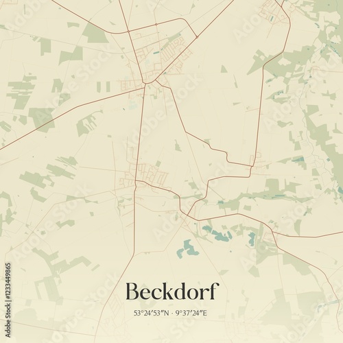 Vintage map of Beckdorf, Germany. photo